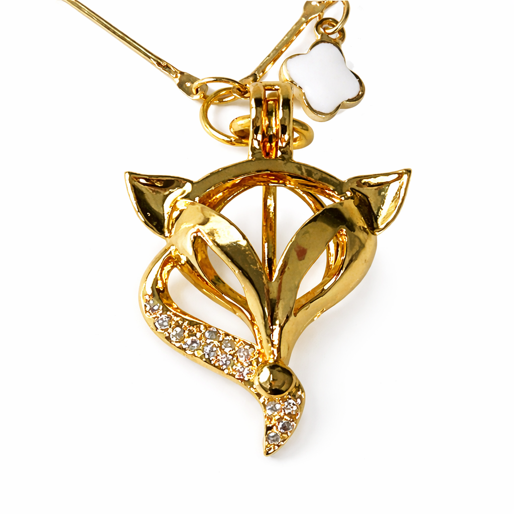 Gold Hotwife Fox Necklace | Crystal Pavé Fox Tail Pendant | Gold Plated Stainless Steel | Discreet Lifestyle Jewelry