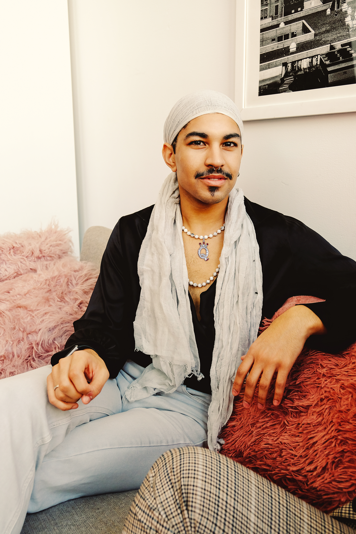 The Queen Pendant Necklace with CZ Pavé and Red Stone Crown