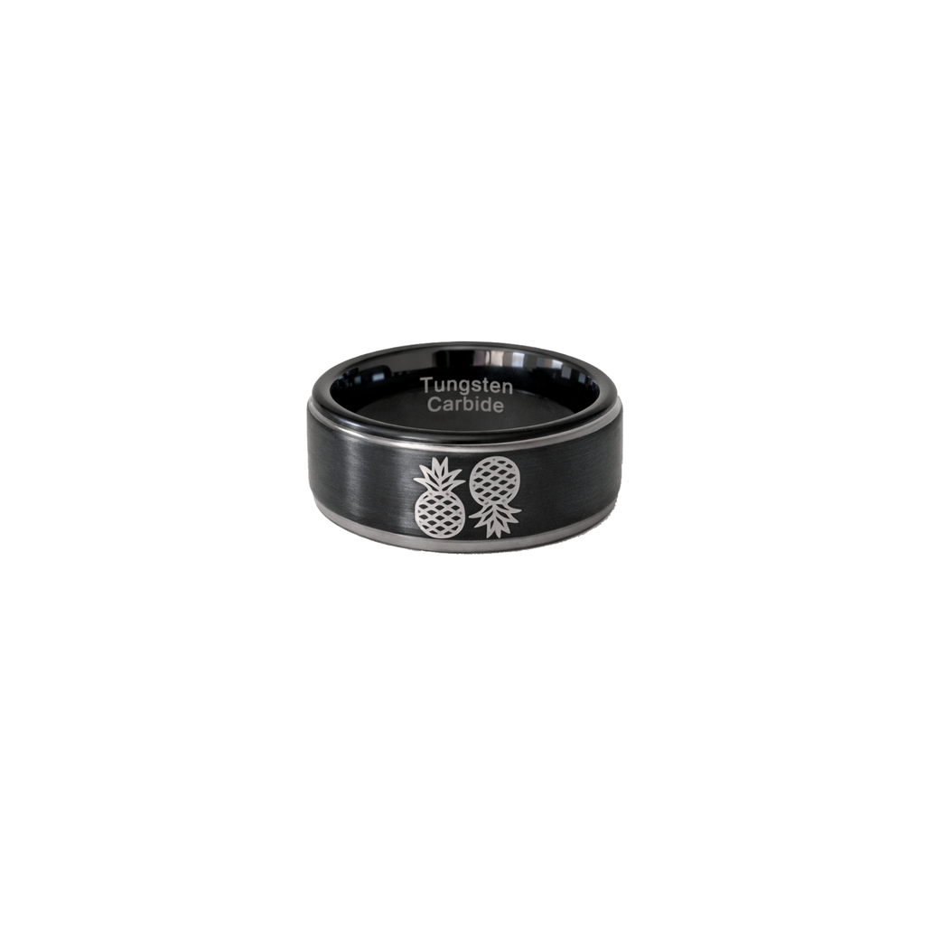 Black Tungsten Carbide Swinger Ring: Pineapple Symbol Swinger Ring