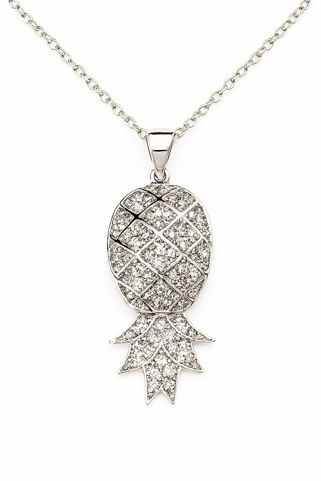 Sterling Silver Upside Down Pineapple Necklace with CZ