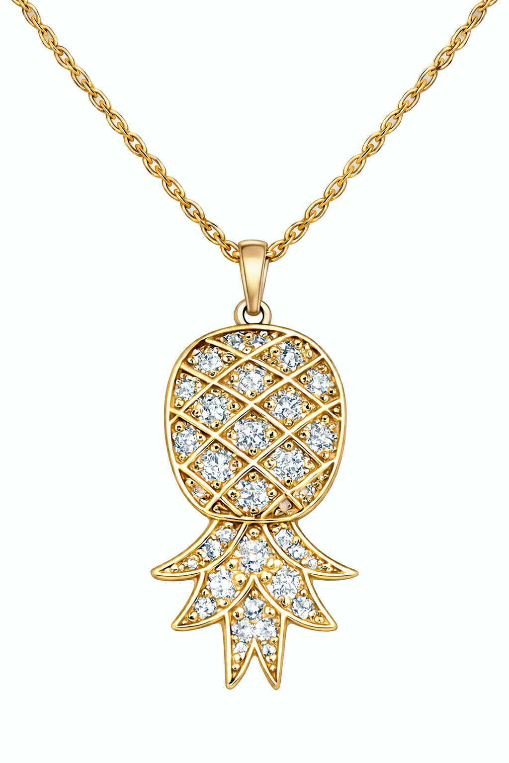 Sterling Silver Upside Down Pineapple Necklace with CZ