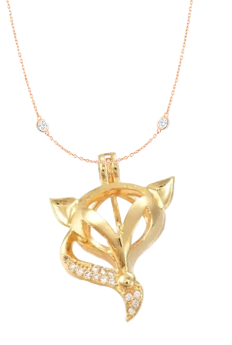 Gold Hotwife Fox Necklace | Crystal Pavé Fox Tail Pendant | Gold Plated Stainless Steel | Discreet Lifestyle Jewelry